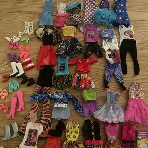 Barbie Doll Sized Clothing and Shoes Lot